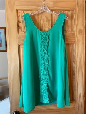 Umgee Green Mini Dress with Lace Trim